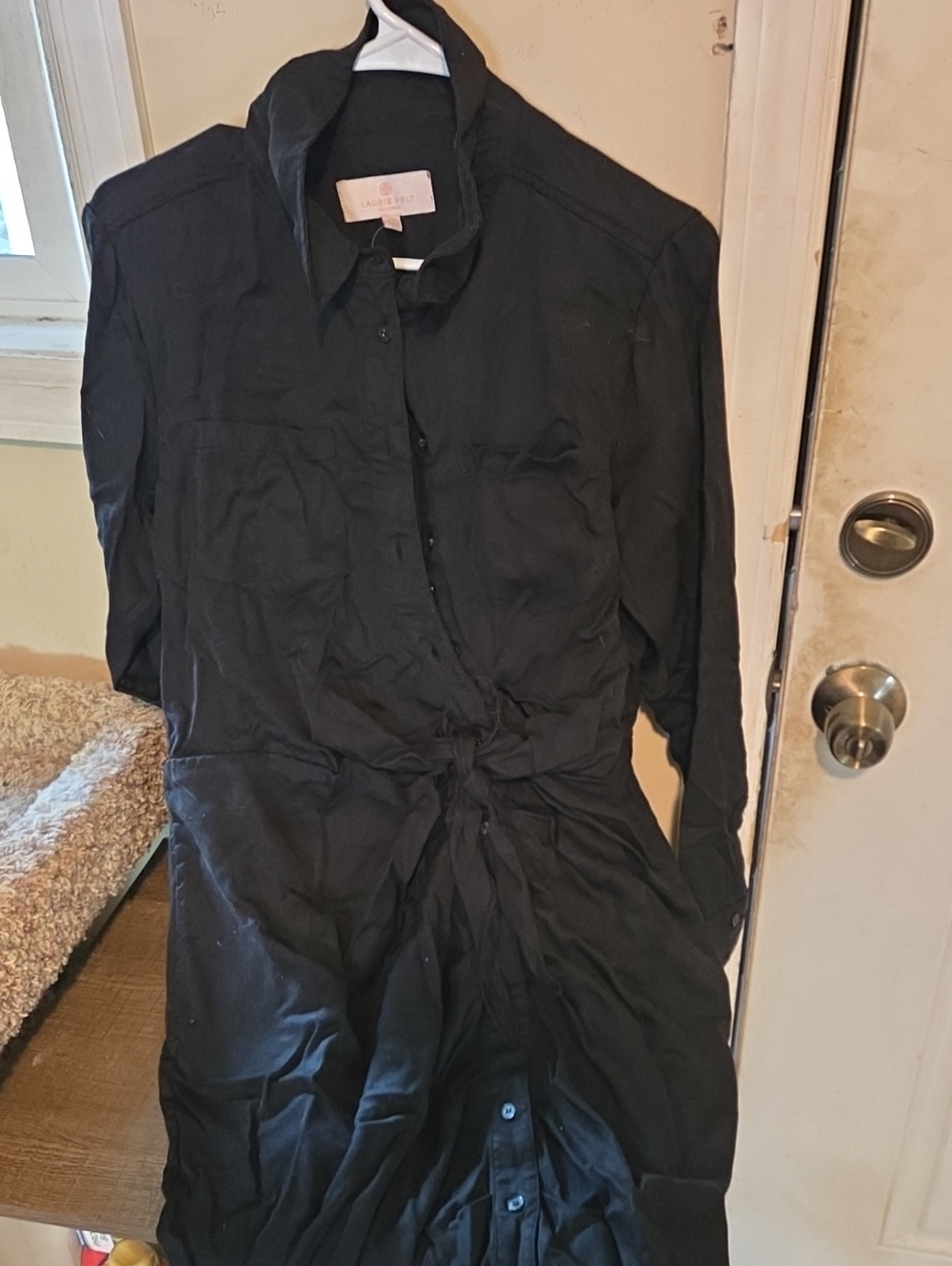 Laurie Felt Black Long-Sleeve Button Front Shirt Dress